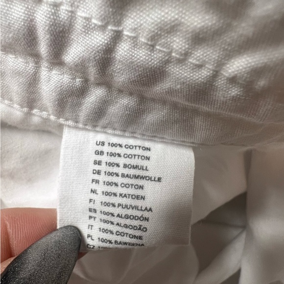 H&M bright white chino linen short Drawstring Waist 100% Cotton classic size 6 - Picture 8 of 9